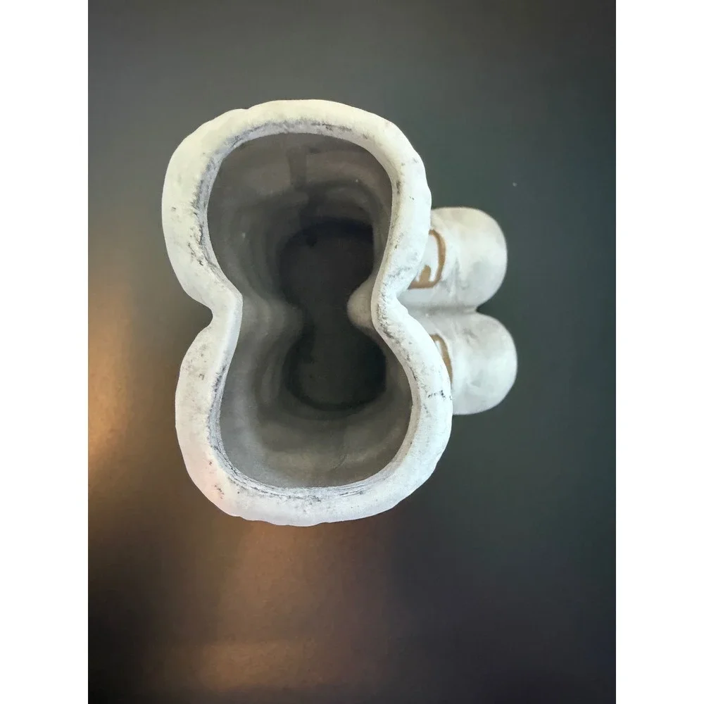Mini Santa's Boots Ceramic Vase‎ White Gold Buckle Holiday Planter 7PT1735